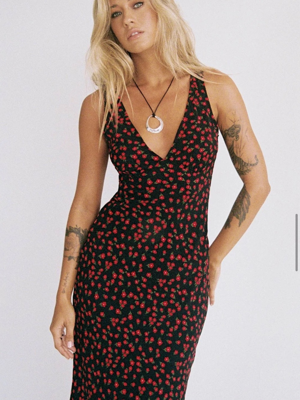Princess Polly Nellie maxi dress black and red floral